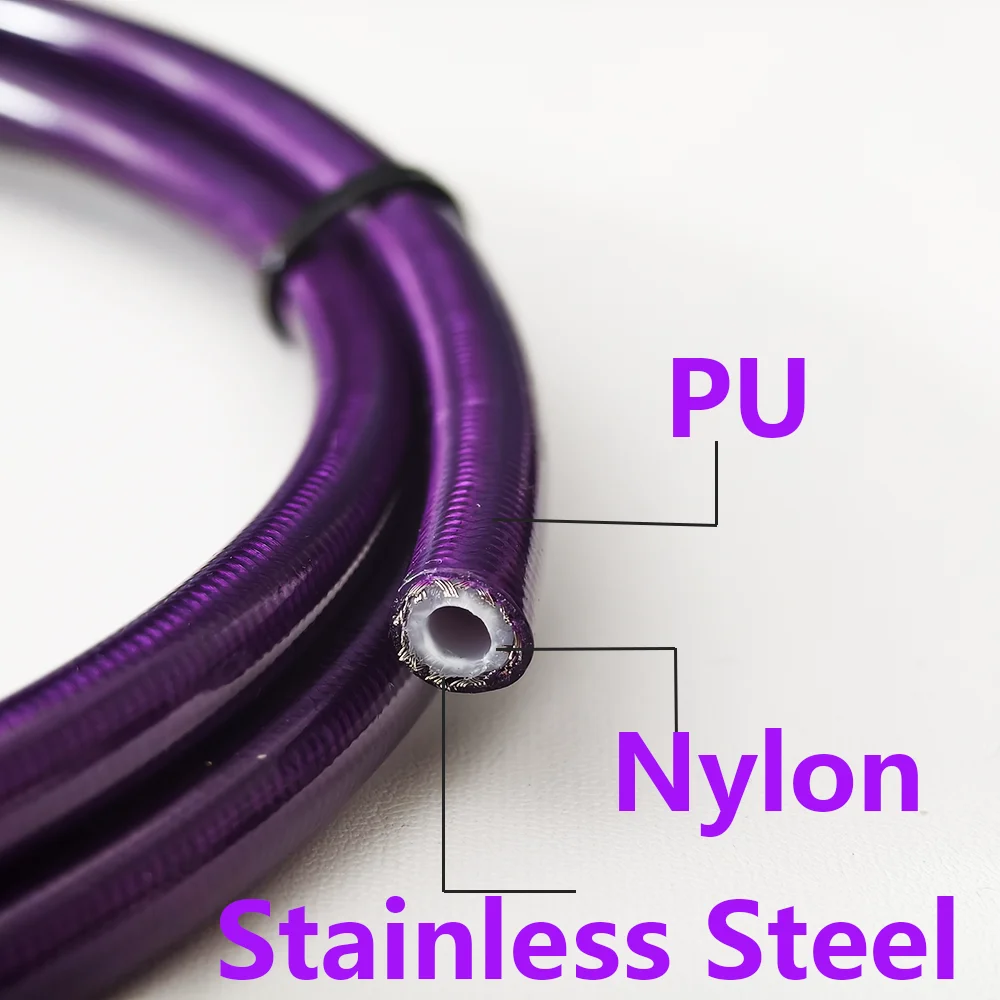 M10 Purple Stainless Steel Braided Brake Hose Motorcycles Oil Hoses Clutch Pipes 360° Rotation Banjo 0° 28° 45° 90°