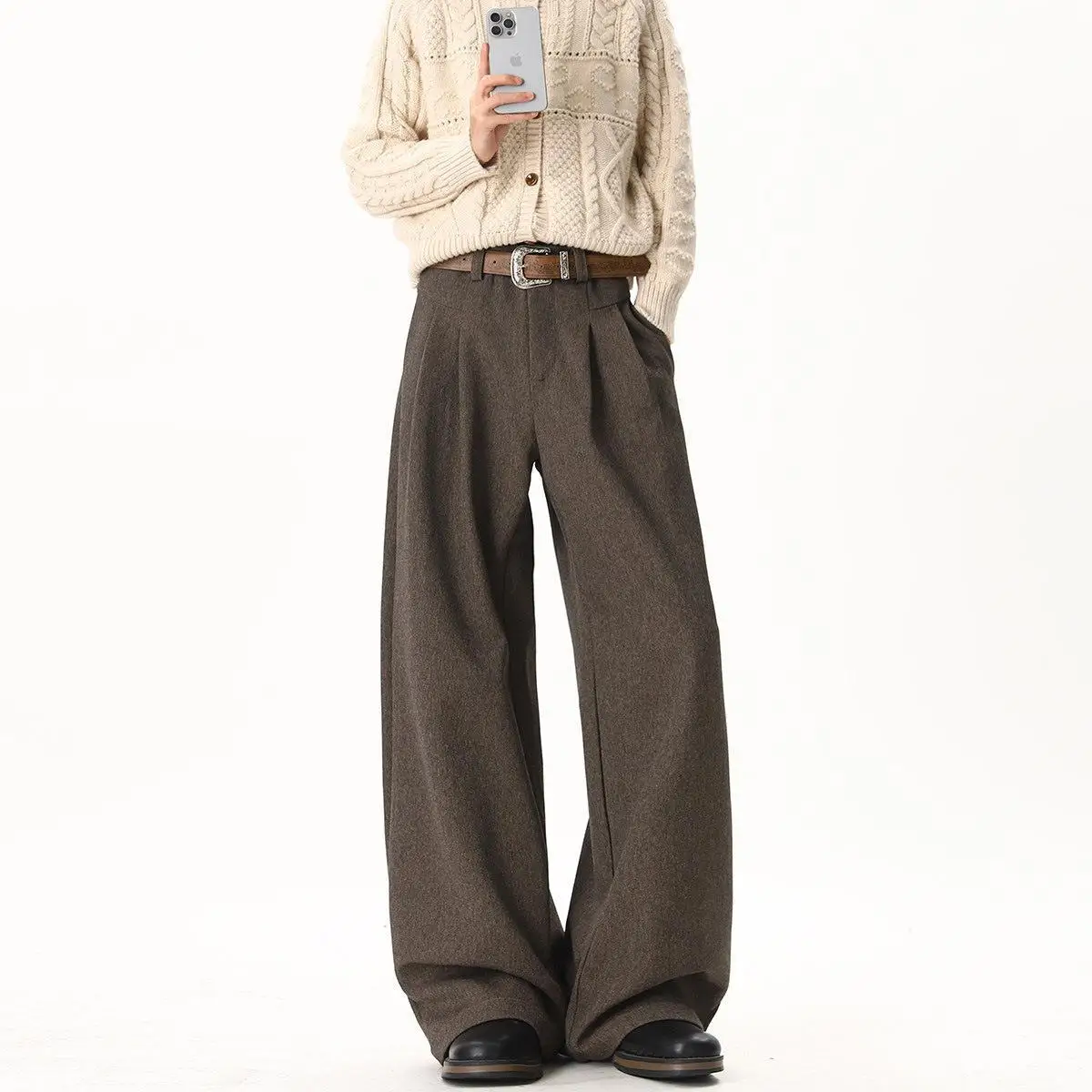 

Мужские повседневные брюки Cleanfit в стиле ретро с плиссировкой, свободные, в стиле Old Money, широкие, длинные, в американском стиле, рабочая одежда