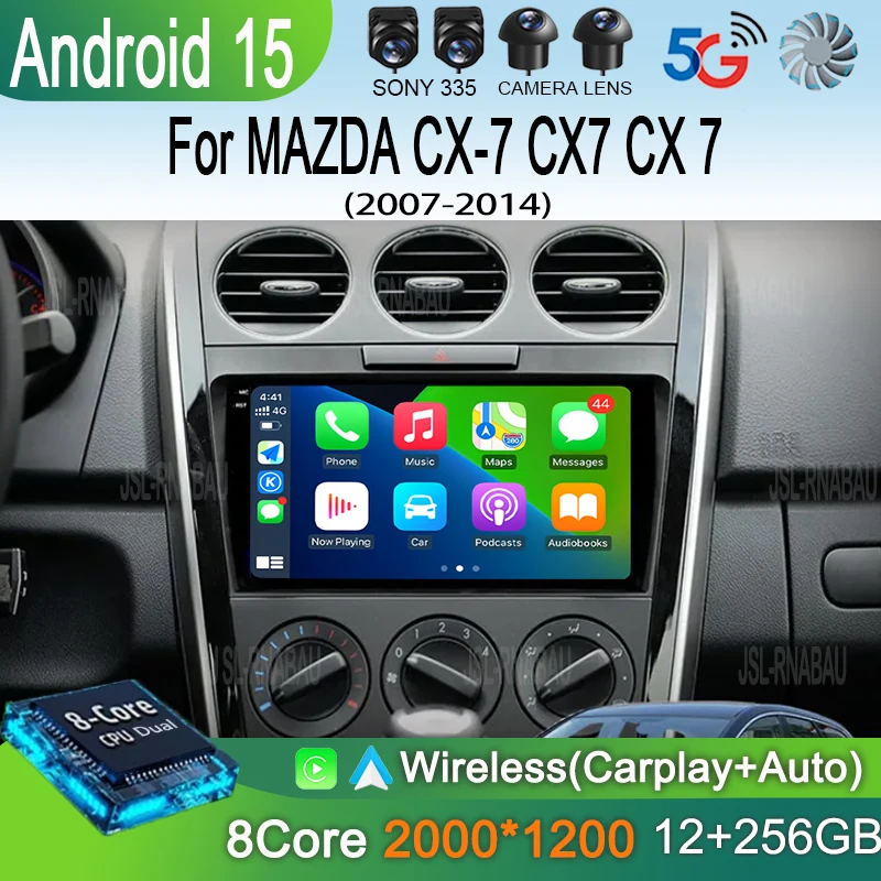 

"Car Radio Android 15 Carplay For MAZDA CX-7 CX7 CX 7 2007 2008 2009 2010 - 2014 Navigation GPS Multimedia Player stereo wifi BT