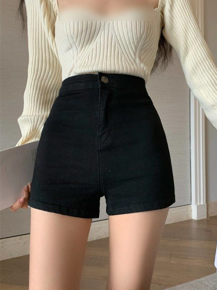 Shorts jeans vermelho feminino sexy cintura alta magro estilo coreano all-match senhoras quentes vintage chique casual streetwear popular