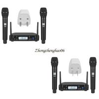 GLXD Karaoke Wireless Microphone System Professional UHF 100M Receive 2 Channels 601F