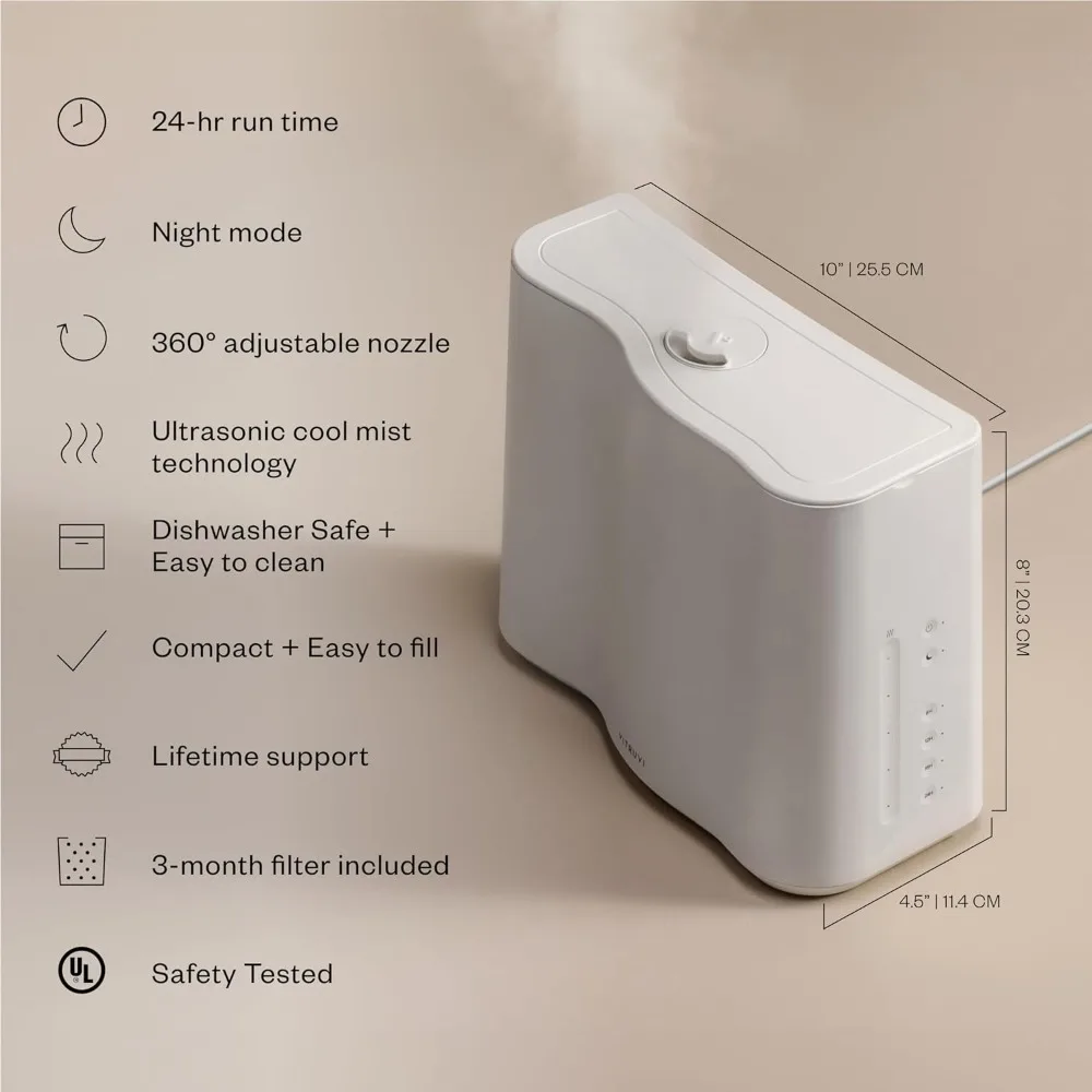 Cloud Bedside Humidifier, White Humidifier, 24 Hr Run Time, 602ft Coverage, Large Home Bedroom, Baby Room - Includes 3 Month