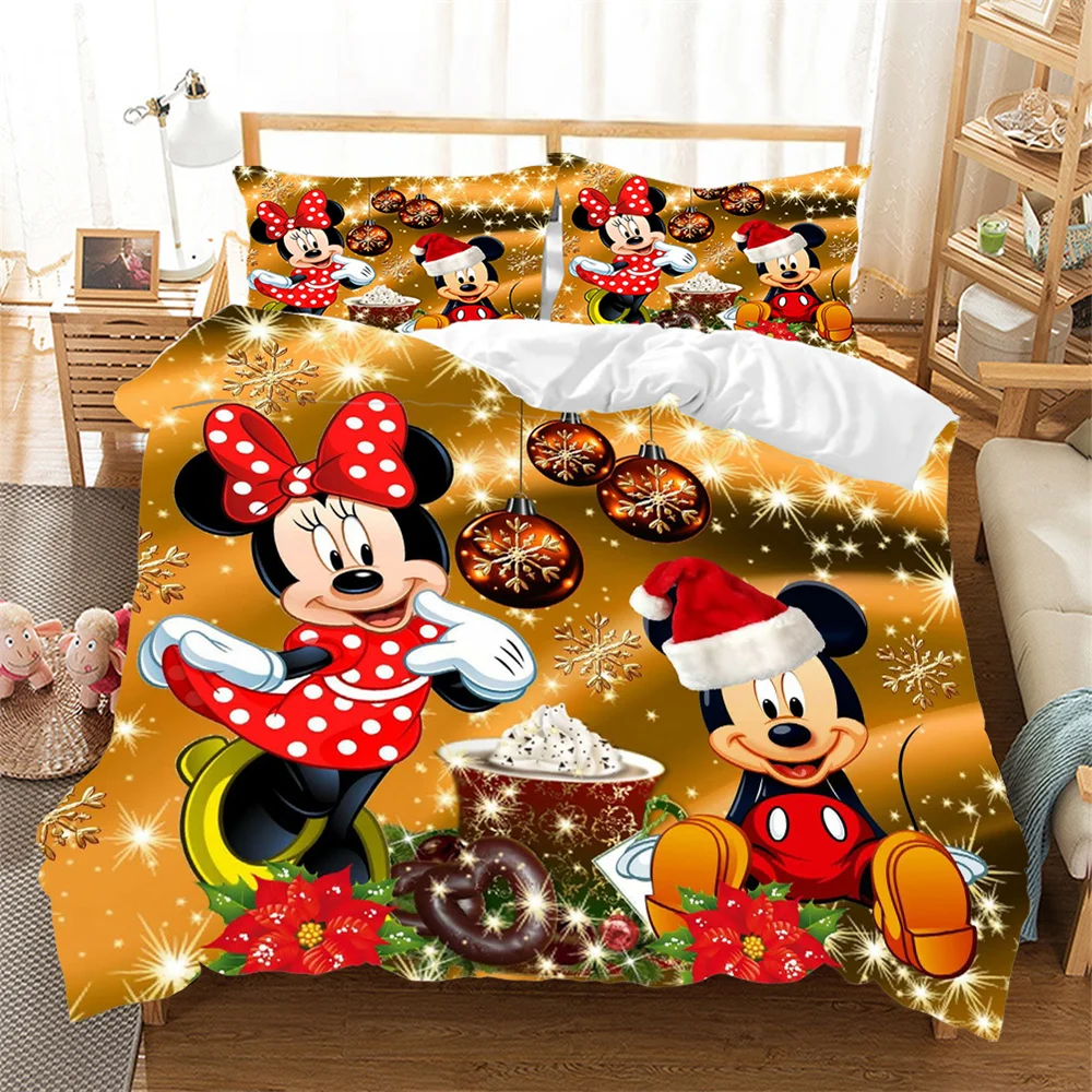 Disney Mickey Minnie Christmas Bedding Set  Duvet Cover Children King Size Christmas Christmas Birthday Gift