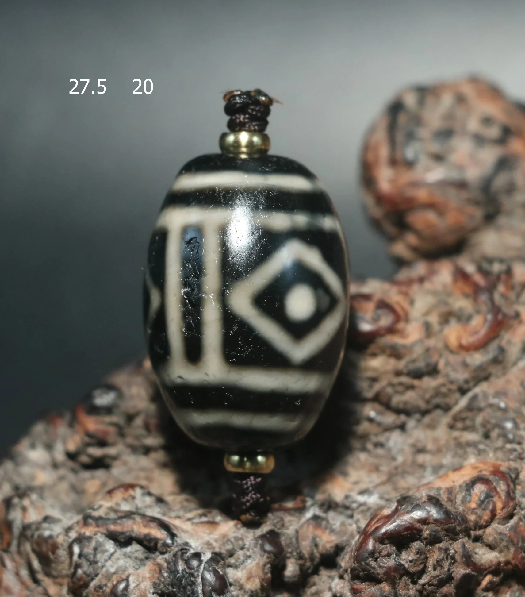 

Energy Tibetan Old Agate Fold Line Kingkong Eyed West Asia Dauo dZi Bead Amulet FLLZB Gemstone LKbrother Talisman