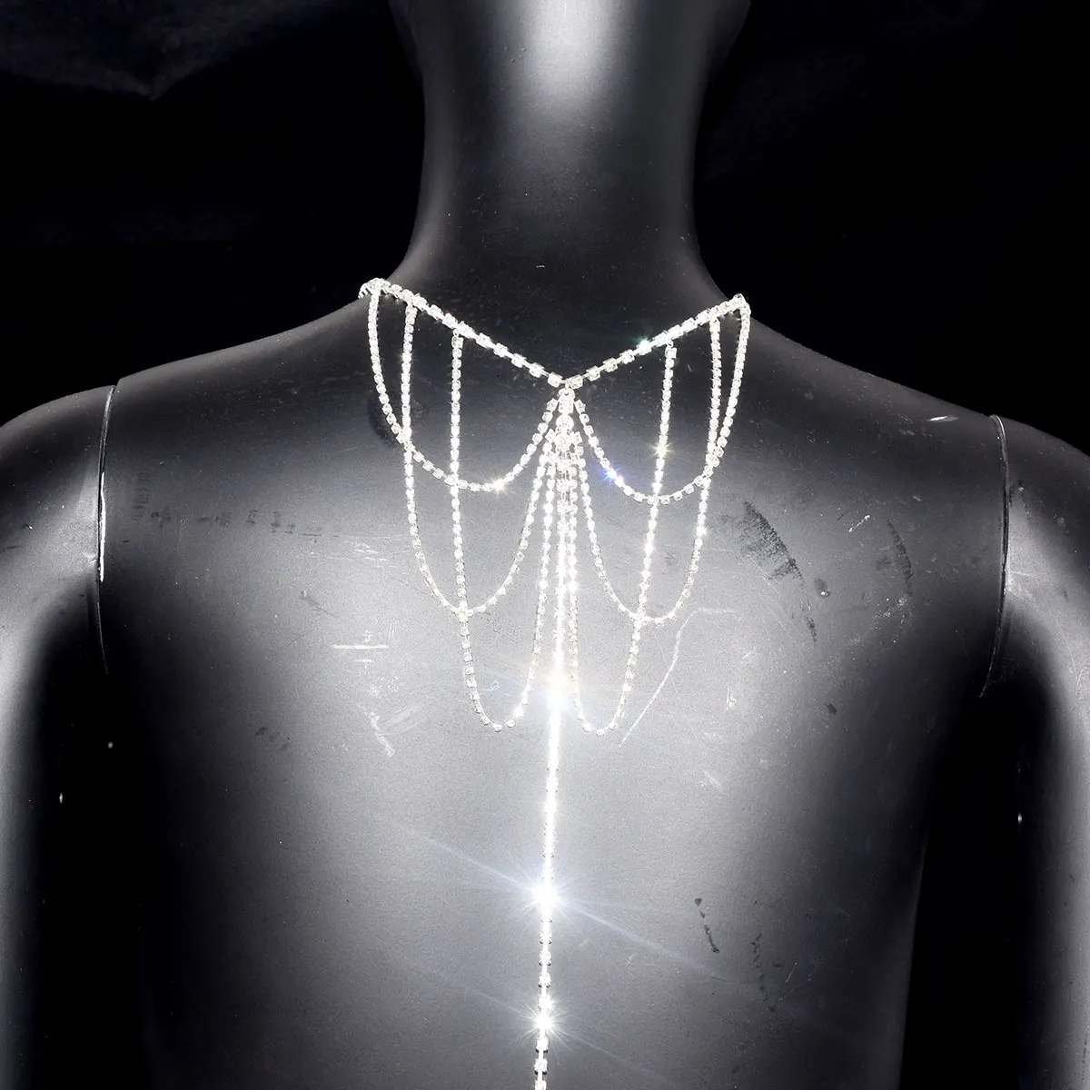 Sexy Fashion Butterfly Shape Body jewelry For Woman Shiny Back Chain With Rhinestones Stage Performance Party Costume Chain