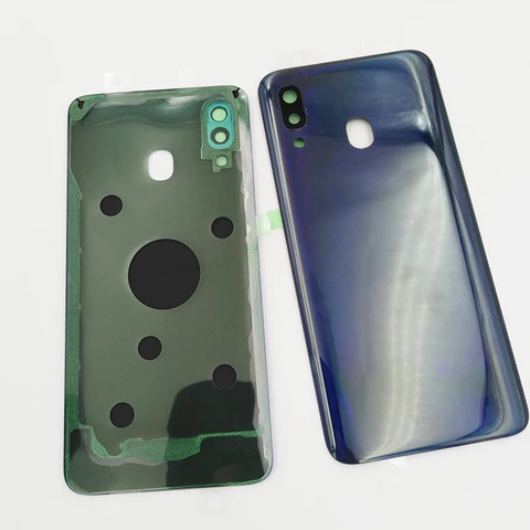 Задняя крышка батарейного отсека для Samsung A40, задняя панель, Корпус Корпуса, запасные части для Galaxy A405 SM-A405F с объективом камеры + логотипом