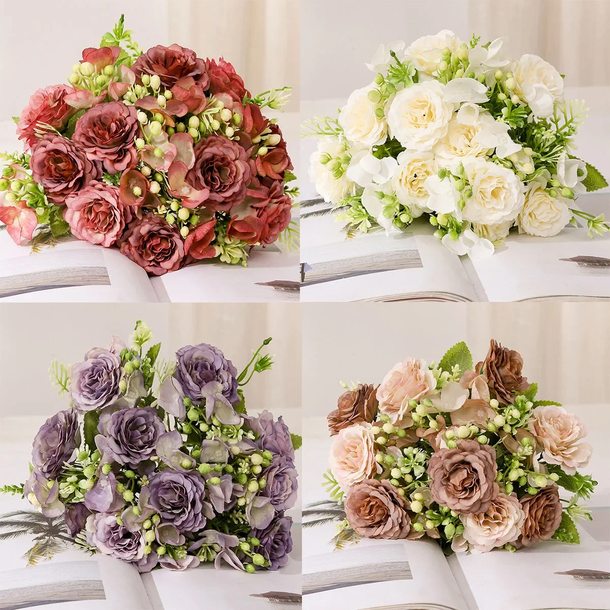 Vintage 1 bunch of new artificial silk flowers High quality autumn peony cuckoo Christmas wedding Family room decoration Photos