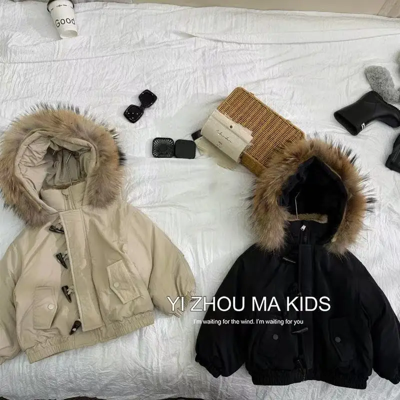

Girls' Korean-Style Winter New Design Faux Fur Padded Coat Stylish Trendy Thickened Padded Coat Baby Boys Children's Clothing