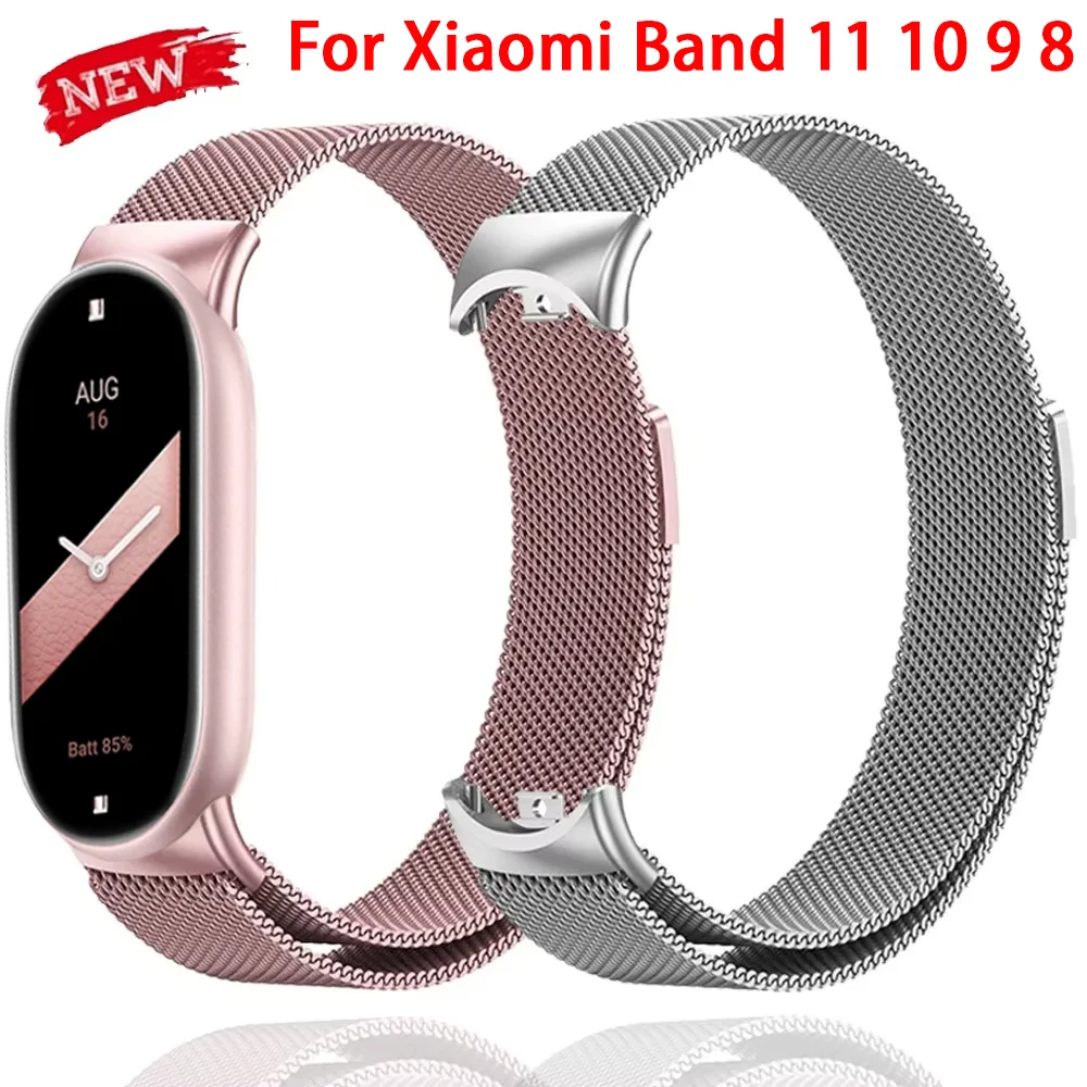 Milanese-Armband für Xiaomi Band 11 10, magnetisches Metallarmband, Edelstahl, bequemes Handgelenksband, Mi Band 8 9, Riemen, Correa