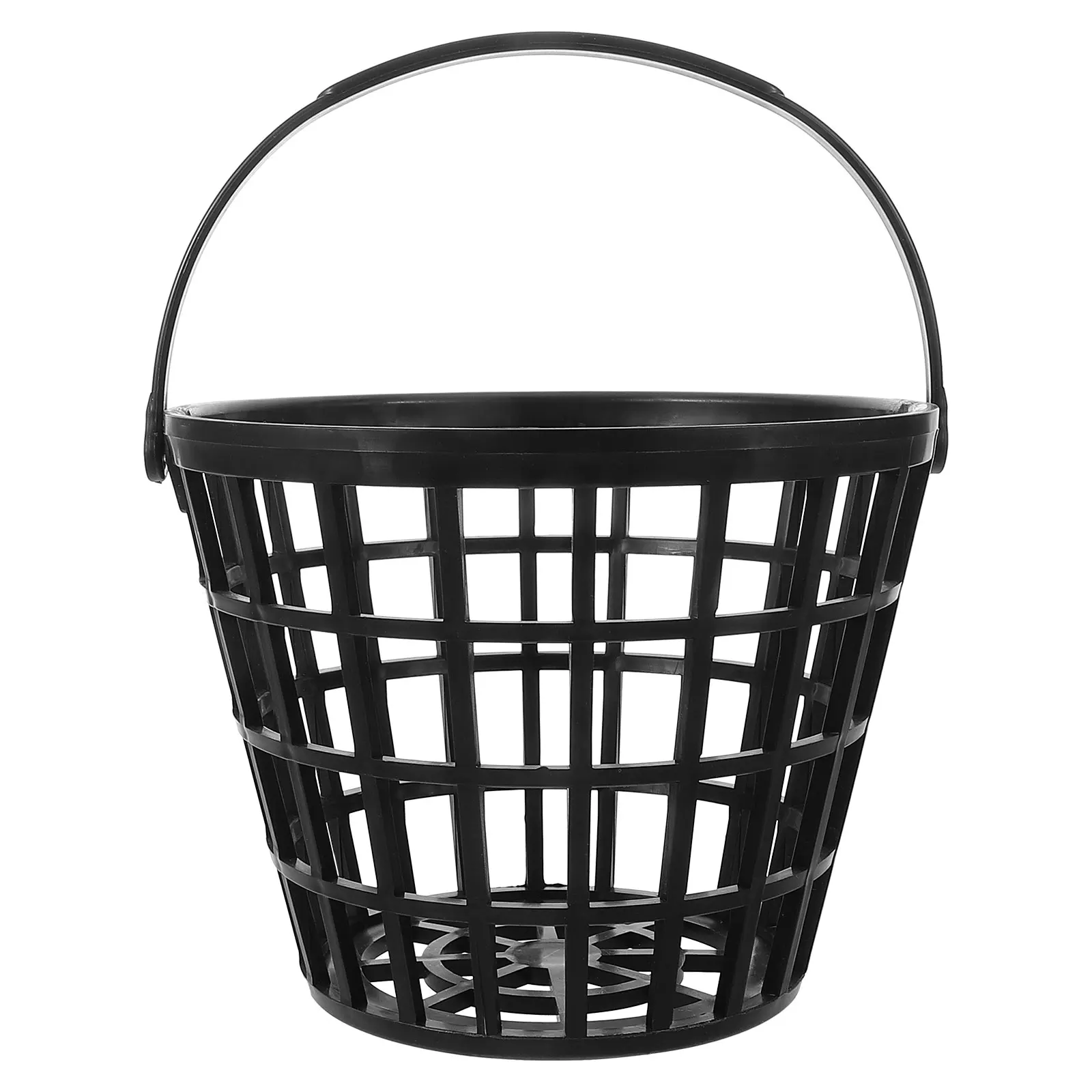 

Black Golf Ball Basket Large Capacity Plastic Bucket Handle Portable Golf Ball Storage Carrier Outdoor Practice Training