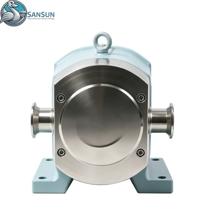 Sanitary Positive Displacement Rotary Lobe Pump With Gear Reducer Motor