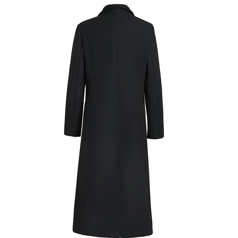 New Men's Woolen Coat Korean Fashion Loose Large Size  Color Ultra Long Over-Knee Windbreaker Outerwear for Men