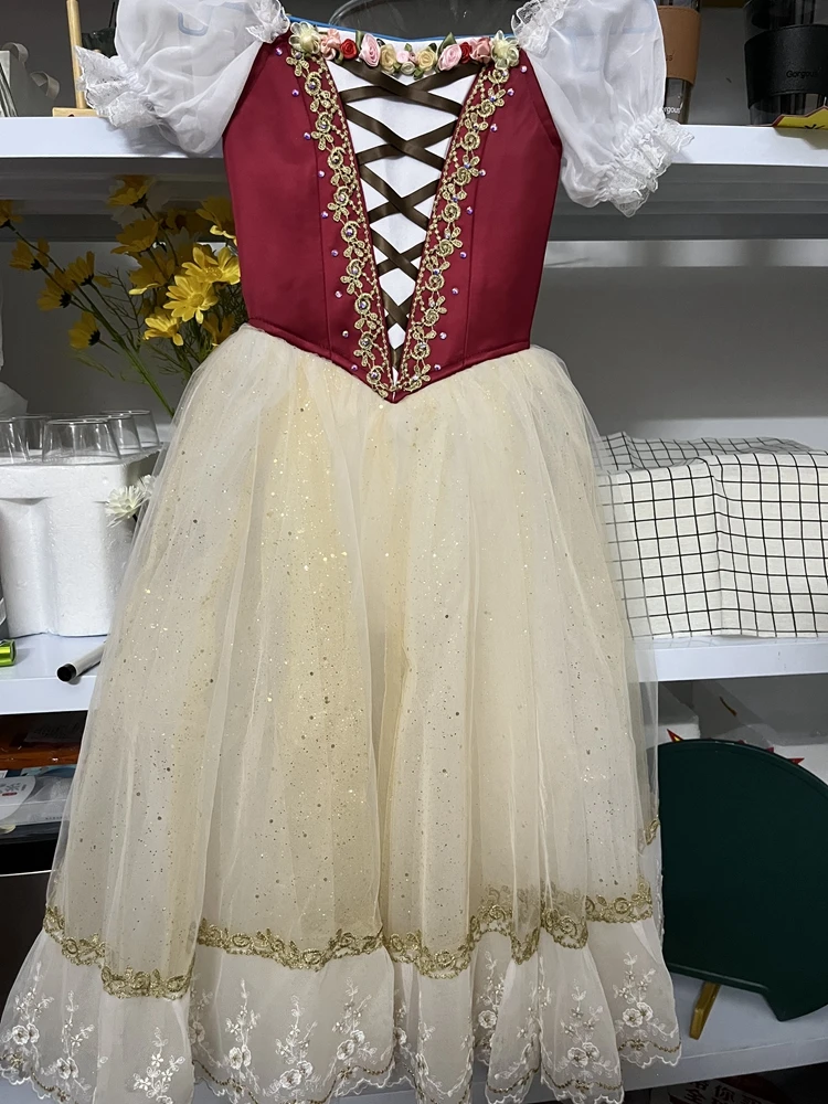 

FLTOTURE YN0202 Высококачественная блестящая красная пышная юбка из 5 слоев мягкого тюля для балетных выступлений, для девочек, для соревнований, в стиле Клары, романтическая, длинная