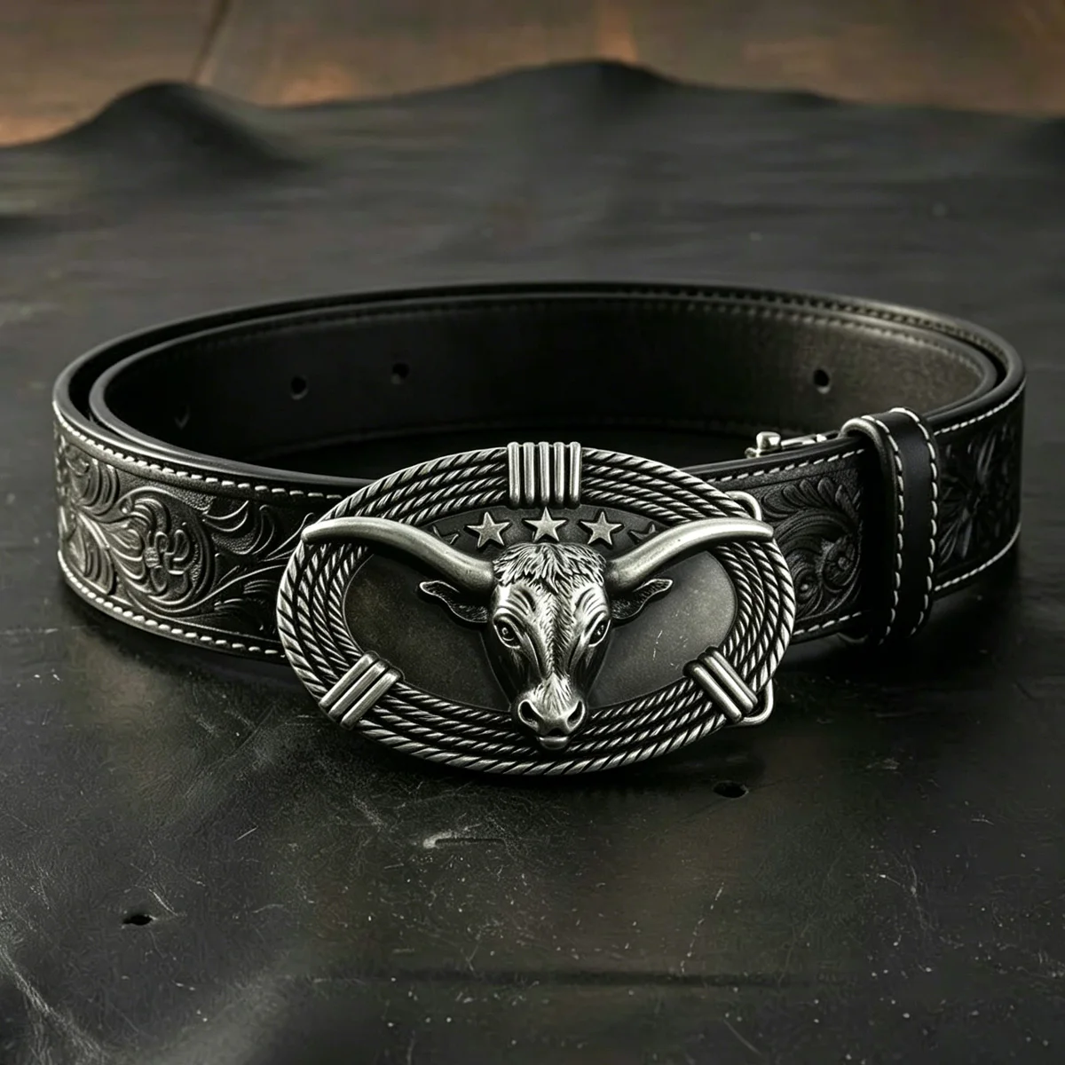 Retro Western Longhorn Halter Oval Shape Belt Buckle Fashionable Leather Accessory Cowboy Classic Trend