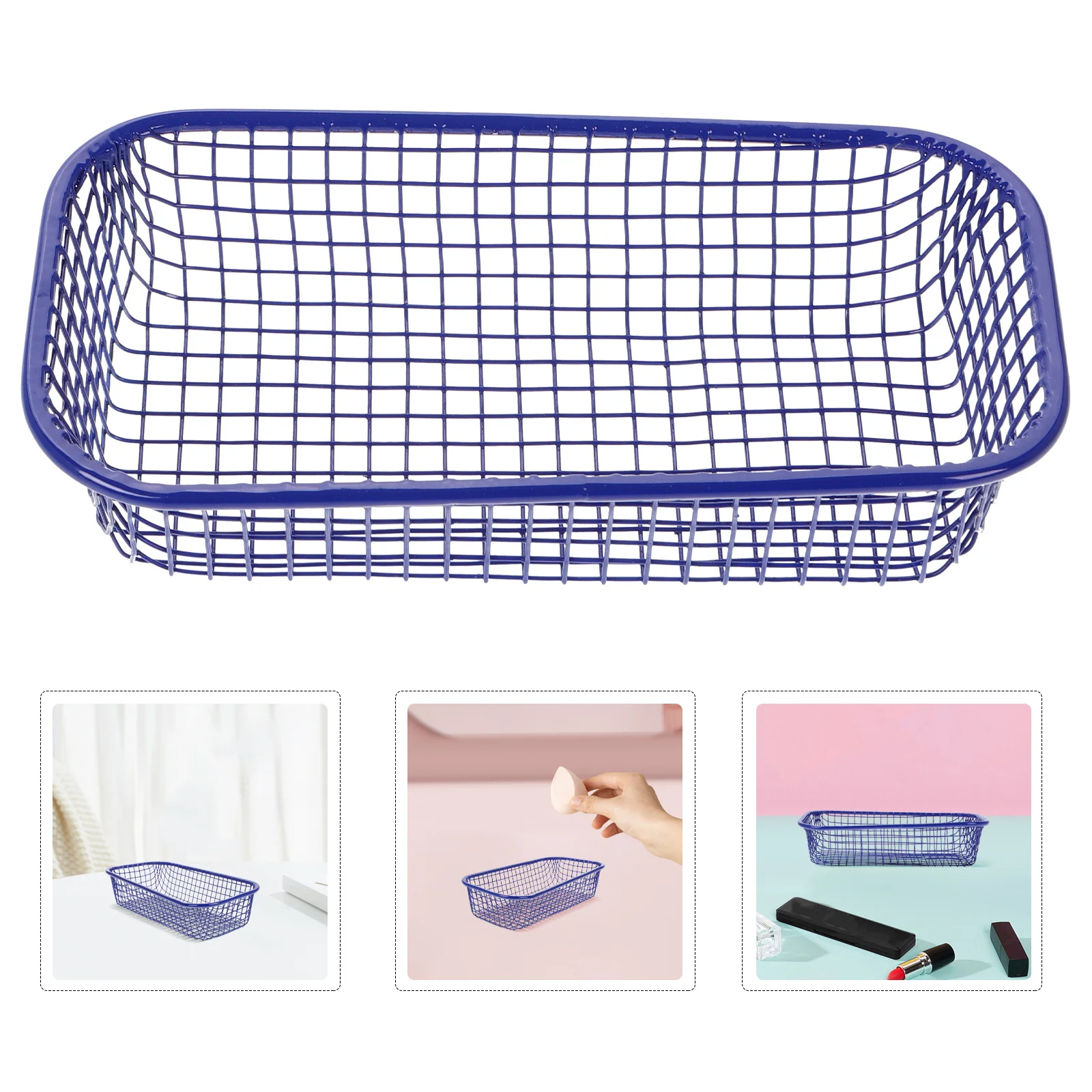 

1pcs Iron Wire Basket Multifunctional Mesh Storage Organizer Kitchen Desk Bathroom Utensils Silverware Holder Stackable Metal