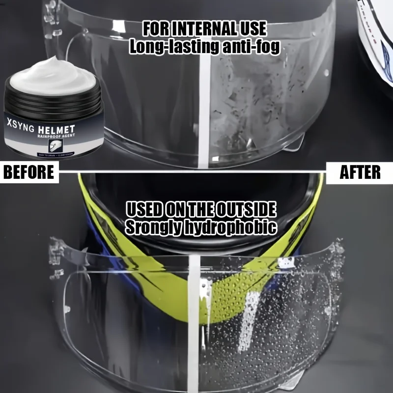 Motorcycle helmet rainproof agent, prevents the formation of rain and fog, enhances visibility, suitable for all helmets and car