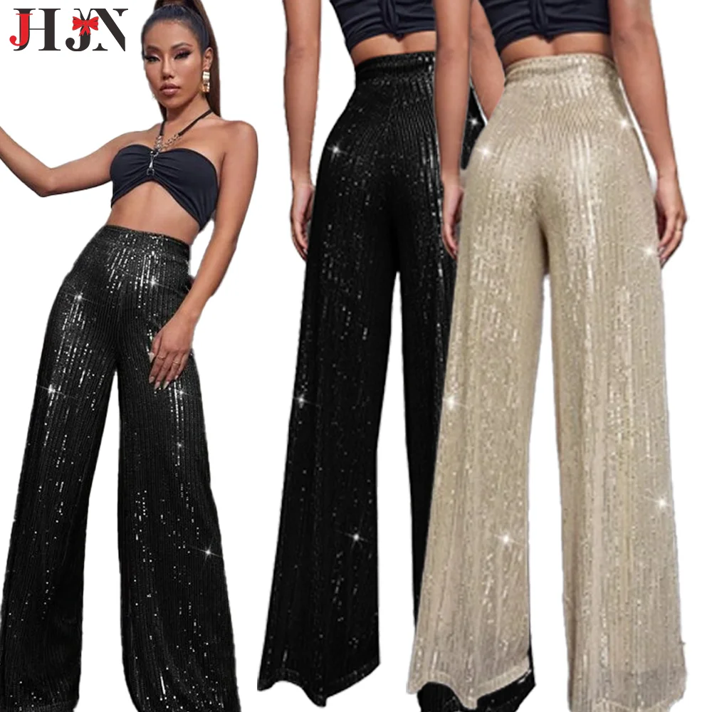 

2024 new pattern Europe and America fashion Women's clothing sexy Glitter nightclub trousers