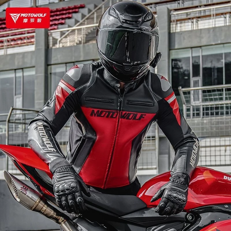

Motowolf Men Four-season Knight Jacket Anti-drop Racing Suit Motorcycle Travel Waterproof Warm Windproof Cowhide Jacket