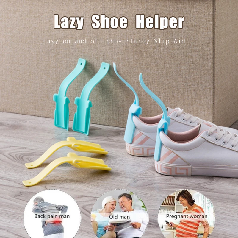 1 Pair Plastic Colorful Wear Shoes Helper Universal Convenient Shoehorn Helper Shoes Easy On And Off Shoe Slip Aid Gadgets