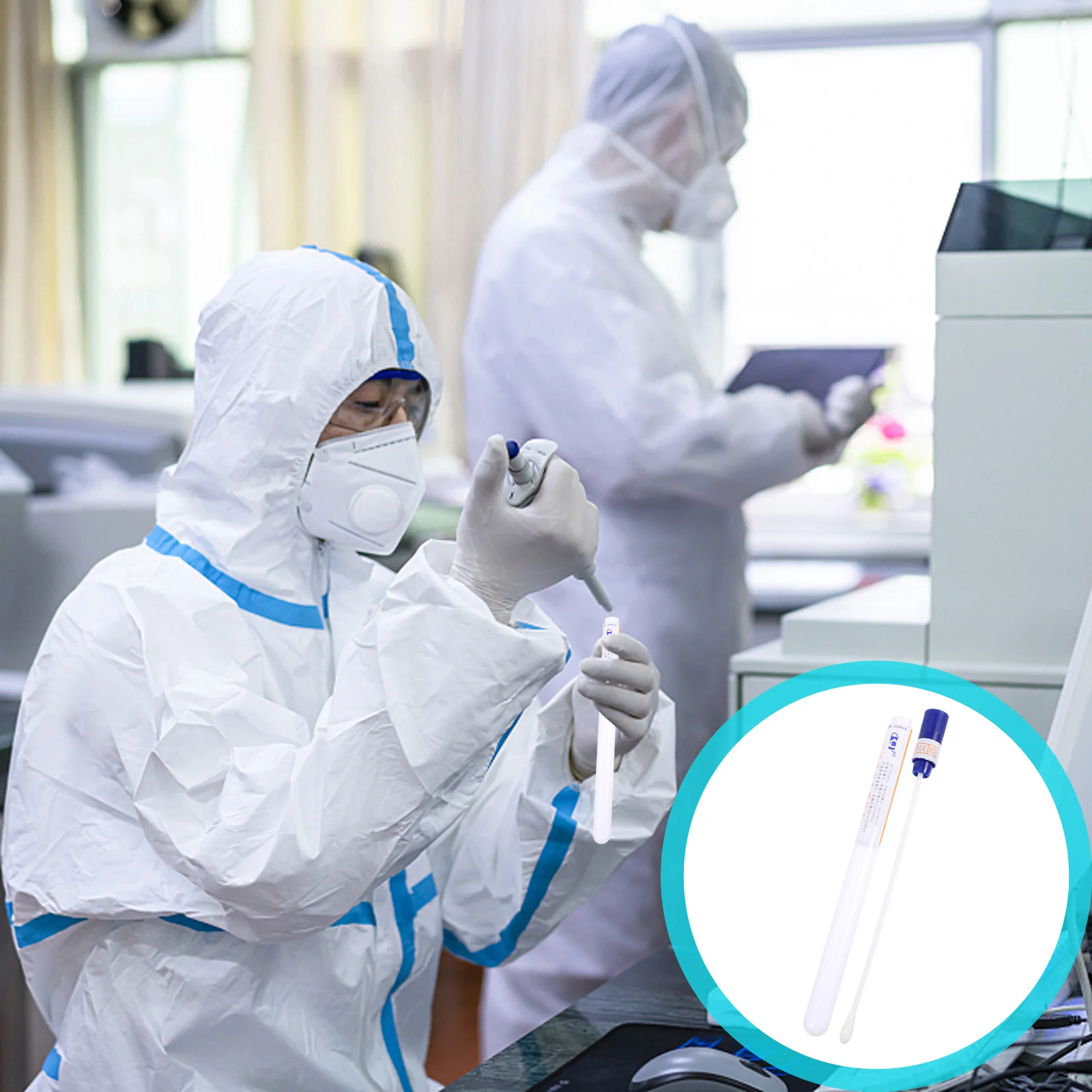 100 قطعة مسحات الحلق الإناث القابل للتصرف عينة جمع العينات العصي لمستشفى مختبر عيادة عينة جمع مسحات