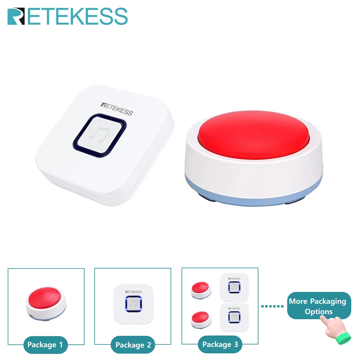 Retekess TH003 Sistema de Alerta Sem Fio para Cuidadores e Enfermeiros, Chamada de Enfermeira, Sistema de Ajuda ao Paciente para Idosos em Casa, Clínicas, Casas de Repouso e Hospitais