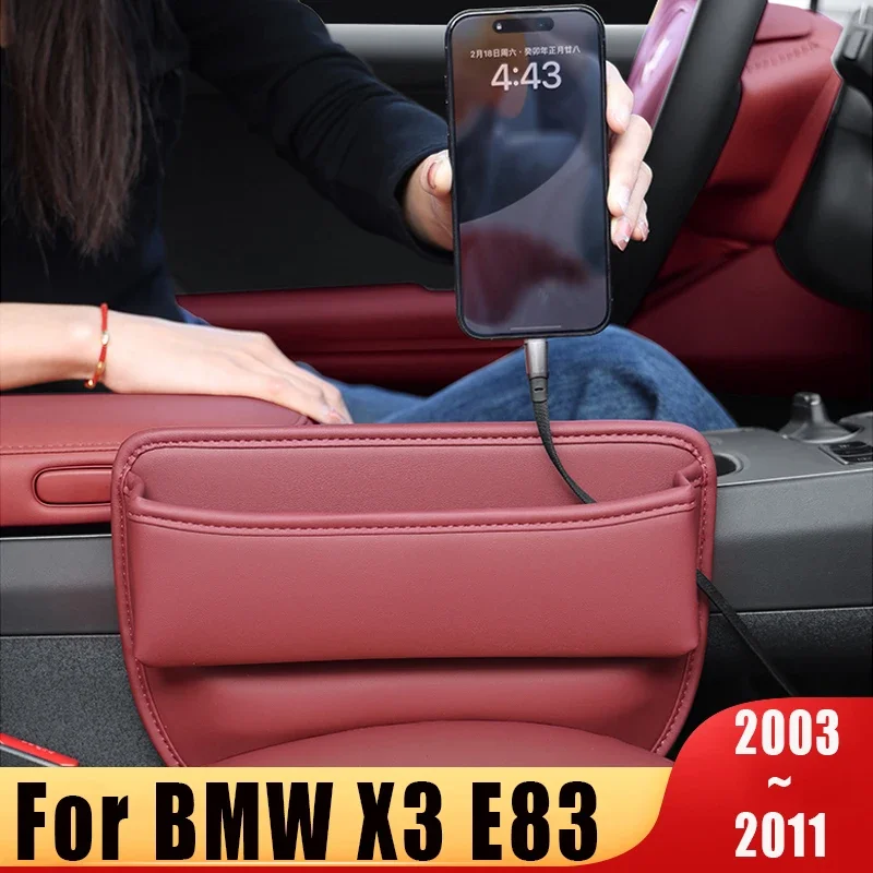 For BMW X3 E83 2003~2011 Car Seat Gap Storage Box Wallet Key Card Phone Holder Sundries Tidying Tray Organizer Case Accessories - view 2