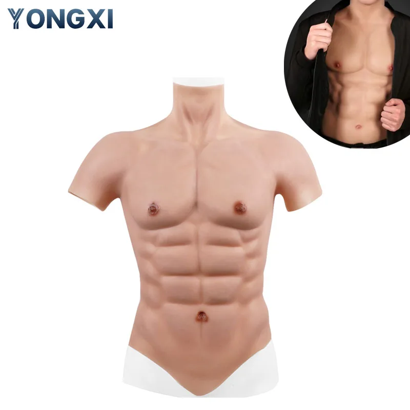 YONGXI Cosplay 3d Silicone Muscle Suit for Man Costume Male Fake Chest Bodysuit Realistic Simulation Muscles