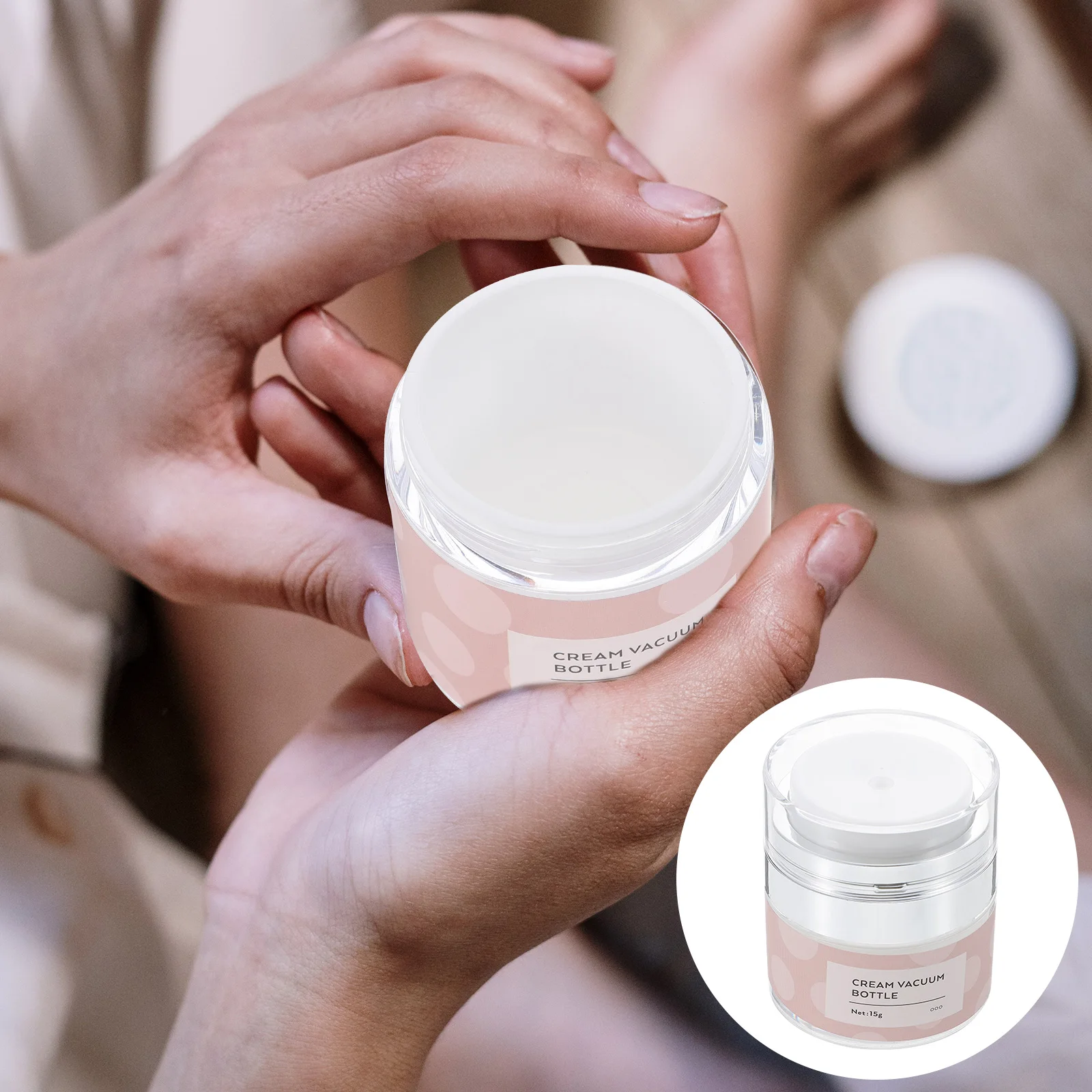 

Empty Cream Containers Airless Pump Bottles Travel Toiletries Space Saving Sturdy PP Acrylic Tight Sealed Anti Leakage Long Term