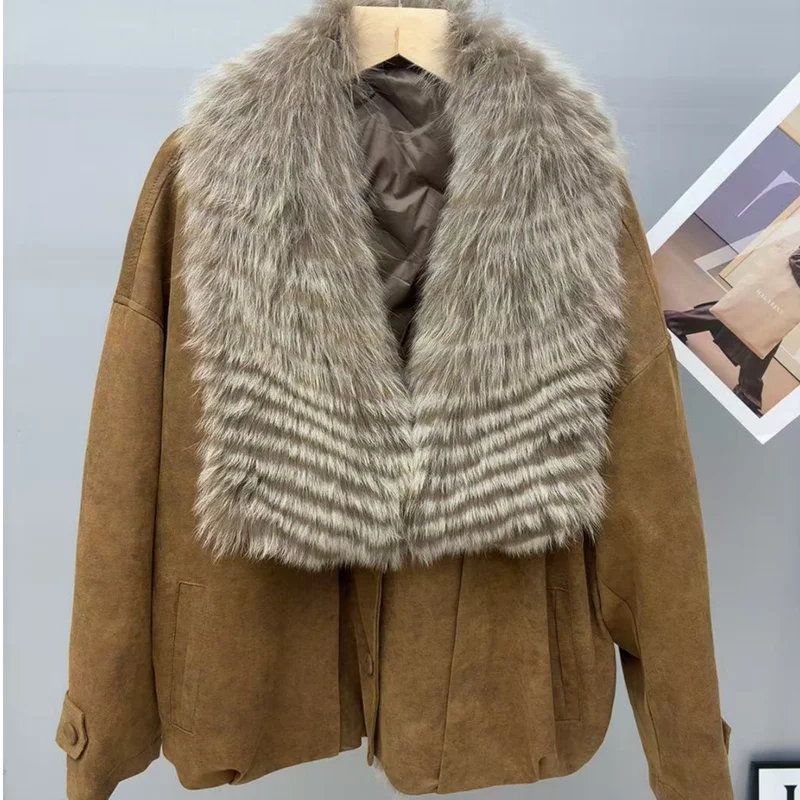 Women's Winter Down Jacke New Real Fox Fur Collar Coat Duck Down Parka Jacket Female Long Sleeve Puffer Coat Natural Fur Jacket