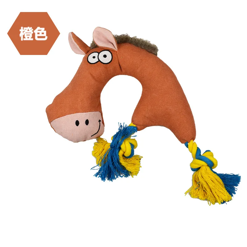 Pet Dog Toy Canvas Tricolor Curved Horse Sound and Bite Resistant Interactive Dog Toy Dog Accessories Puppy Accessories