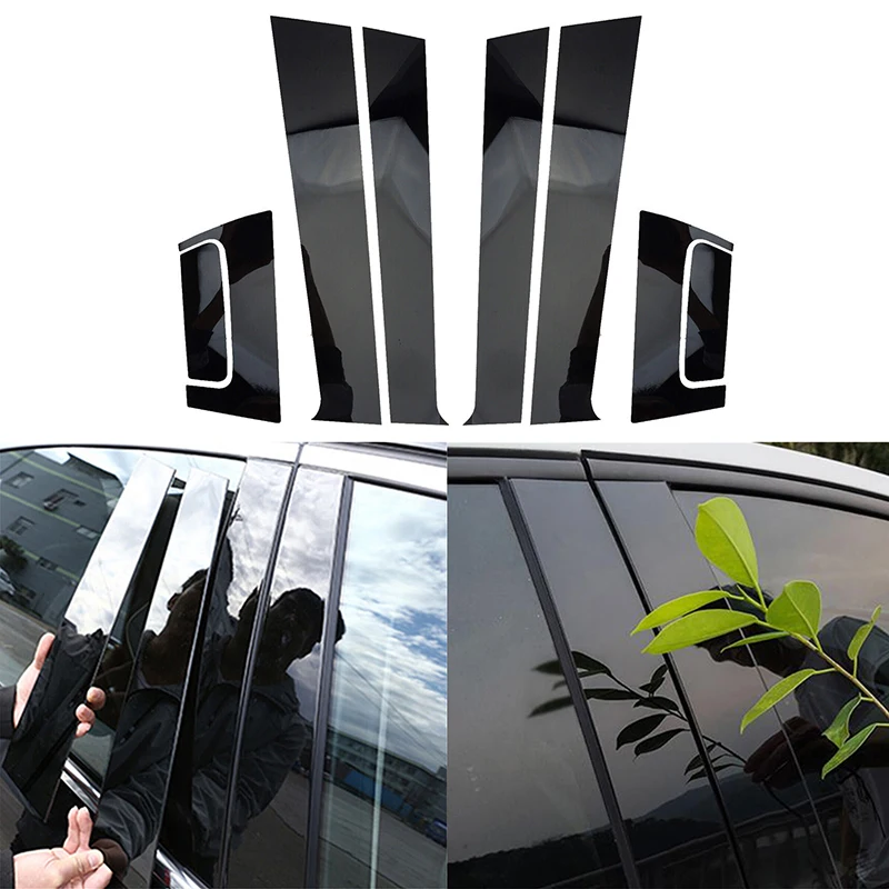 8PCS Car Pillar Post Trim Sticker Auto Door Window Center Middle Column Cover Fit For Honda HRV 2016-2022 Exterior Decoration