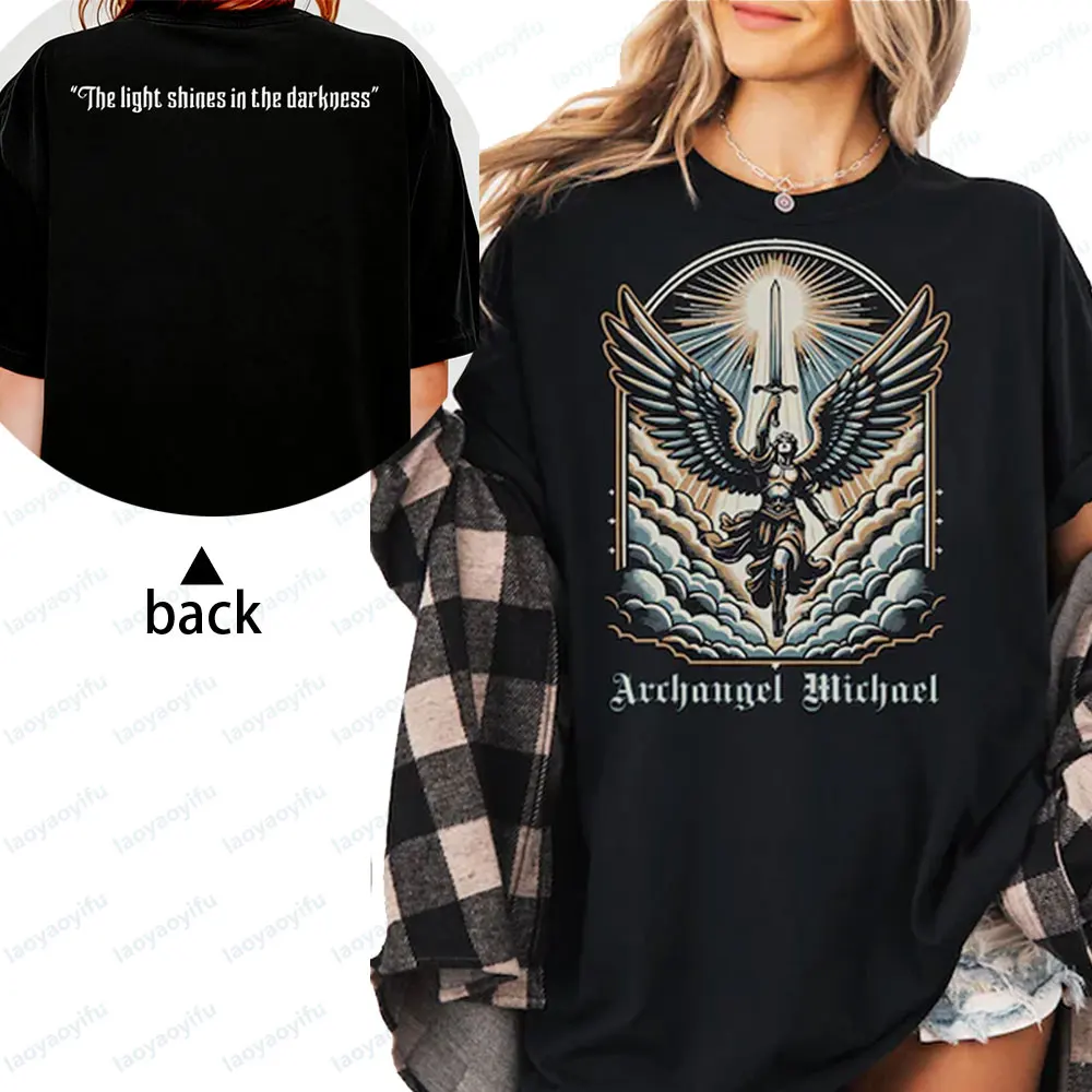 

Saint Michael Archangel T-Shirt Christian Warrior Shirt Christian Faith Unisex Clothing Men Women Fashion Daily Life Streetwear