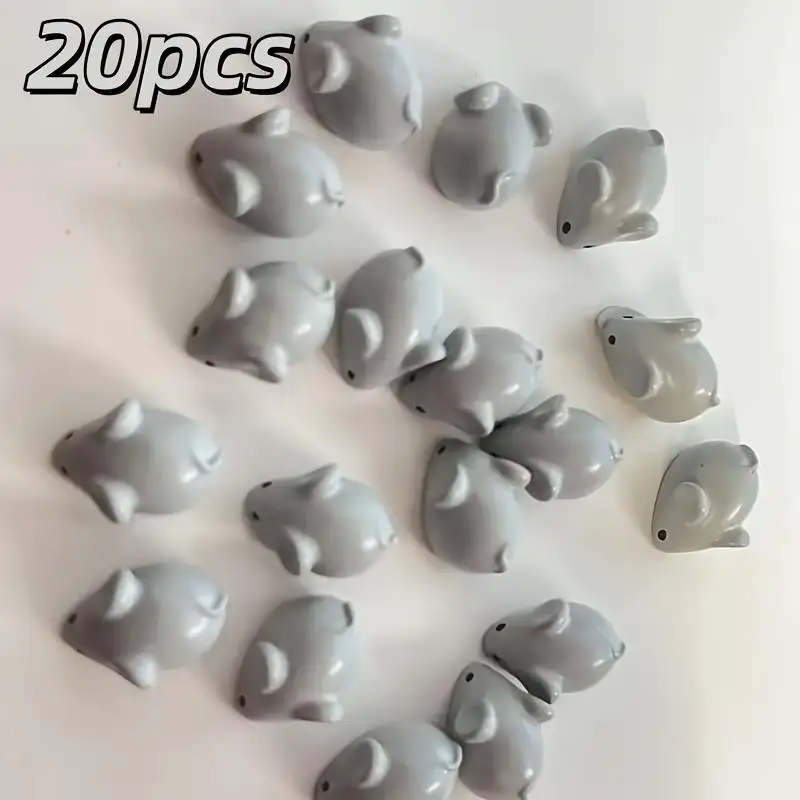 20 Cute Mini Resin Mouse Decorations - White Enchanting Mouse Statues with Expressive Eyes and Ears, Suitable for DIY Jewelry Ma
