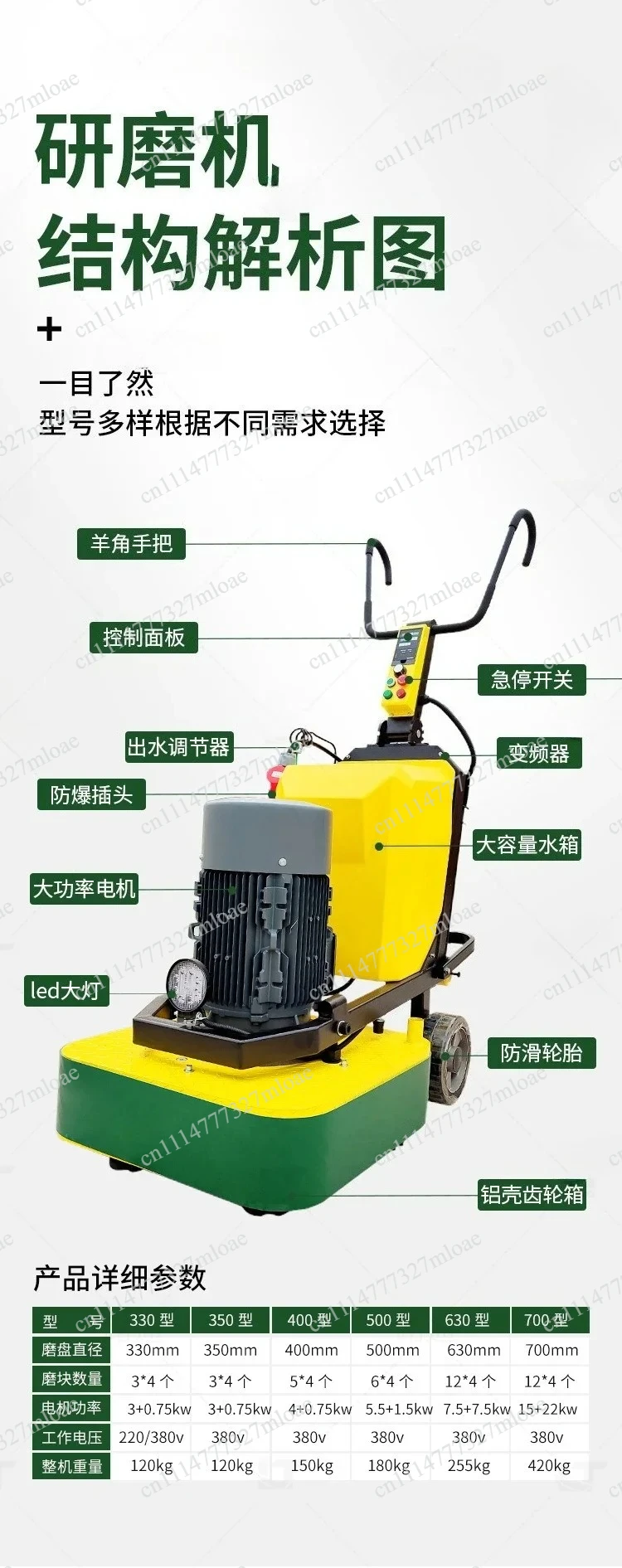 Concrete Cement Floor Polisher, Curing Floor Grinder 630/700 Dust Free Floor Grinder