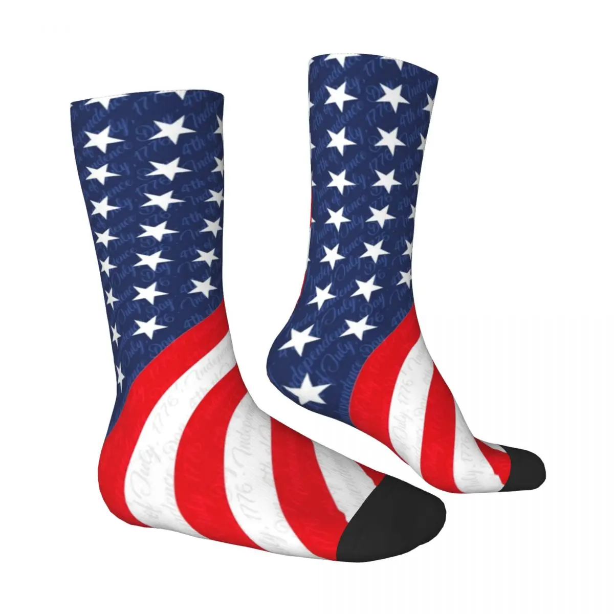 Star Flag Print Socks USA 4th of July Independence Day Harajuku Stockings Autumn Non-Slip Men Socks Breathable Skateboard Socks