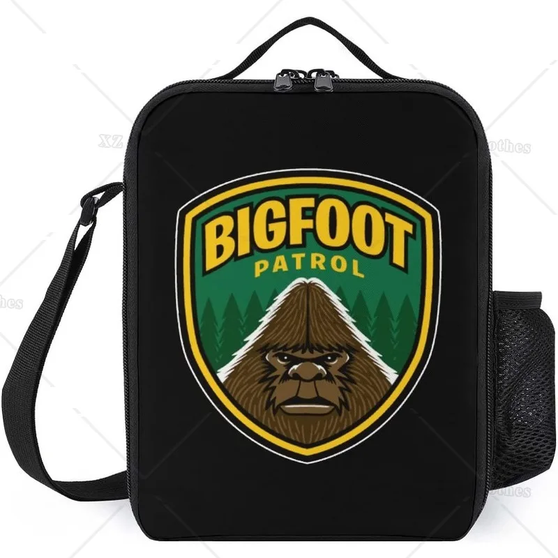 Bigfoot Patrol Funny Insulated Lunch Bag Portable Cooler Tote Bag with Adjustable Shoulder Strap for Men Kids Work Picnic