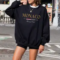 Women's MONACO Print Sweatshirt Female Fashion All-Match Street Hoody Crewneck Casual Hoodies Pullover Oversize Clothing 6