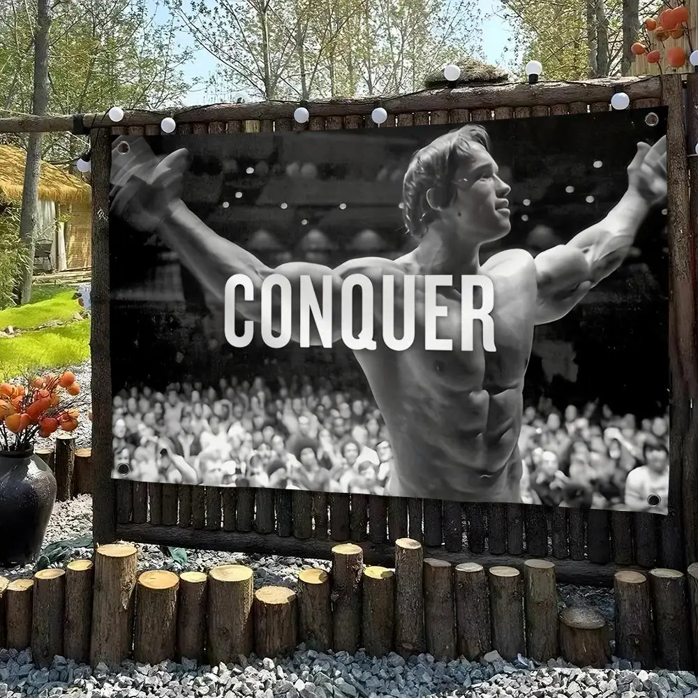 A-Arnold S-Schwarzenegger C-Conquer Gym Flags Custom Wall Hanging Background Banner For Bedroom Home Living Room Outdoor Decor