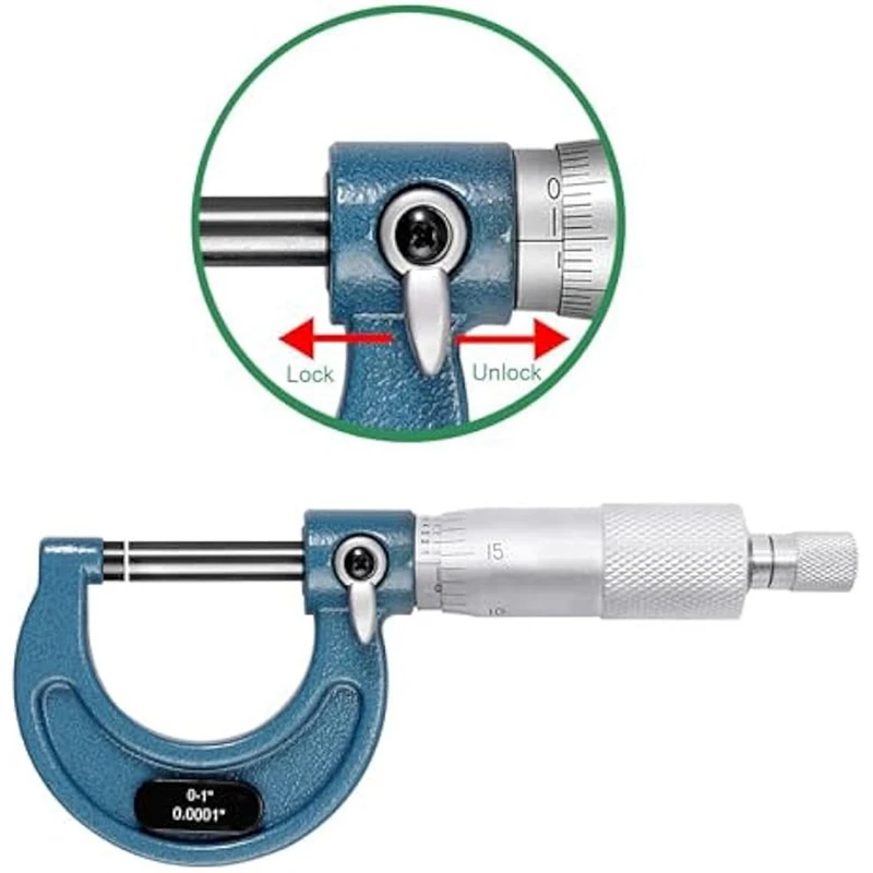 Outside Micrometer,0-1Inch Machinist Micrometer, 0.0001In Graduation Micrometer Set,Precision Micrometer Machinist Tool Durable