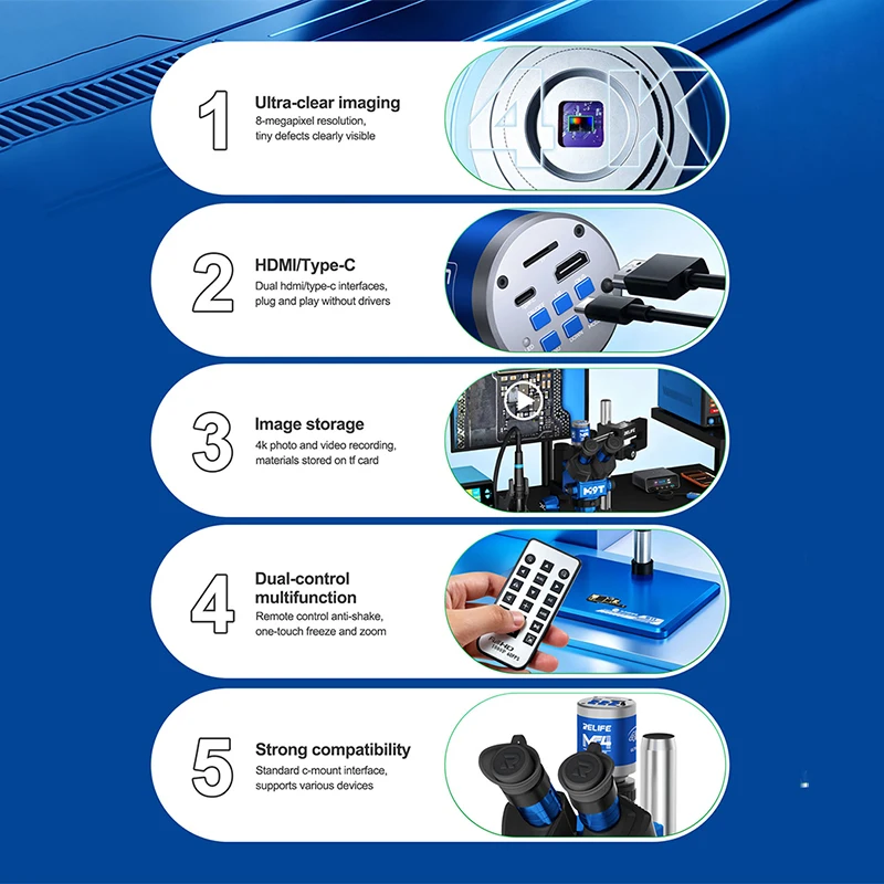 RELIFE MC4 4K HD Camera 4k Ultra-clear Imaging Dual Interface Output for Mobile Phone Motherboard Welding Repair