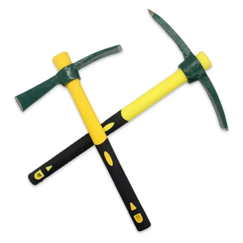 

1Pcs Manganese Steel Pickaxe With Anti-Slip Rubber Grip Outdoor Forged Heat Treated Steel Pick Hoe For Weeding Prying Chopping