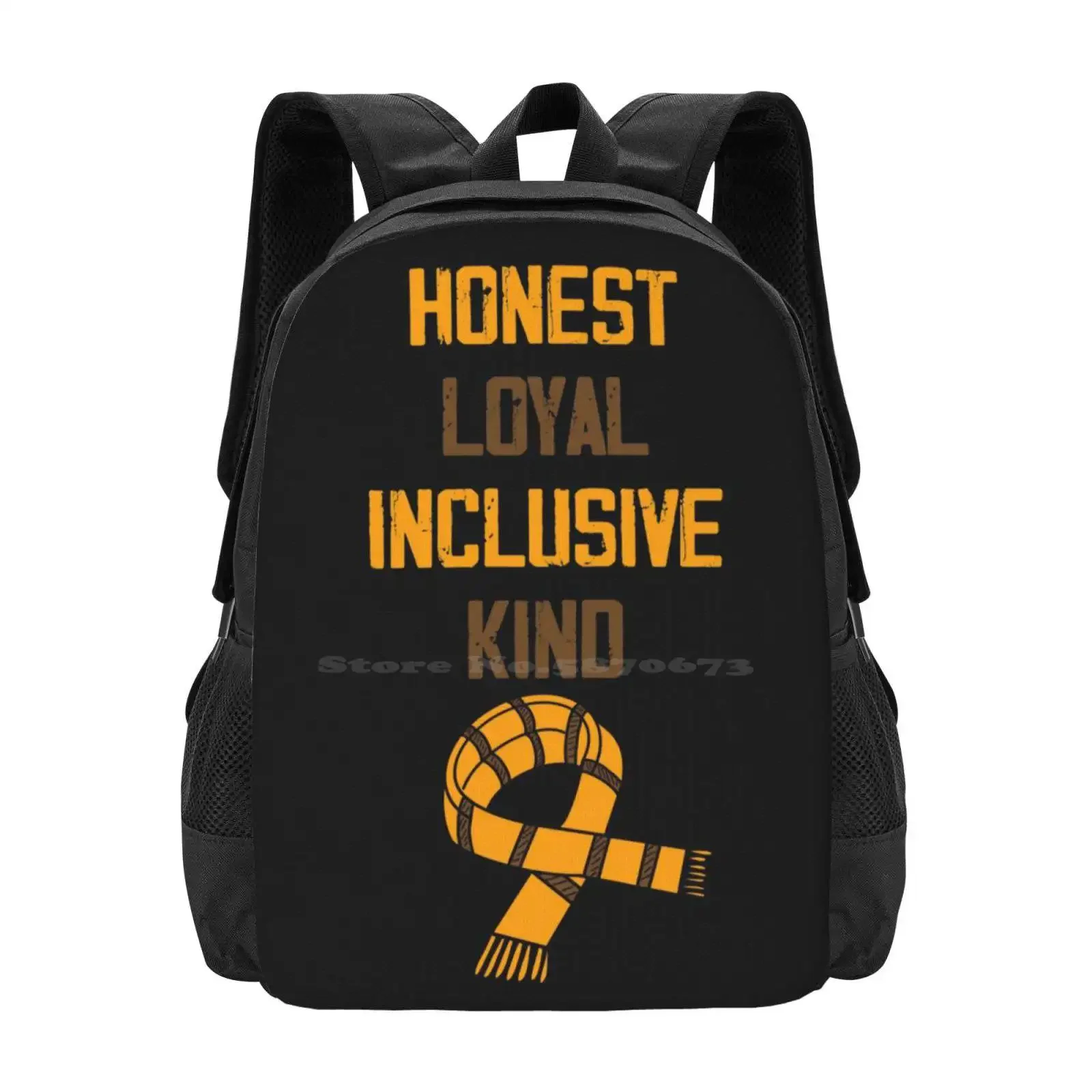 

Honest Loyal Inclusive Kind Scarf 1 Hot Sale Schoolbag Backpack Fashion Bags Huffle Puff Graphifyart