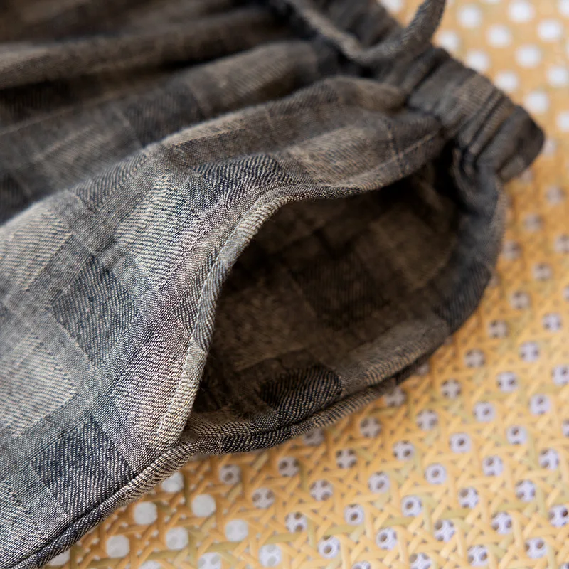 2025 primavera y otoño nueva pareja pantalones para dormir 100% algodón pantalones grandes para hombres y mujeres pantalones casuales a cuadros para el hogar