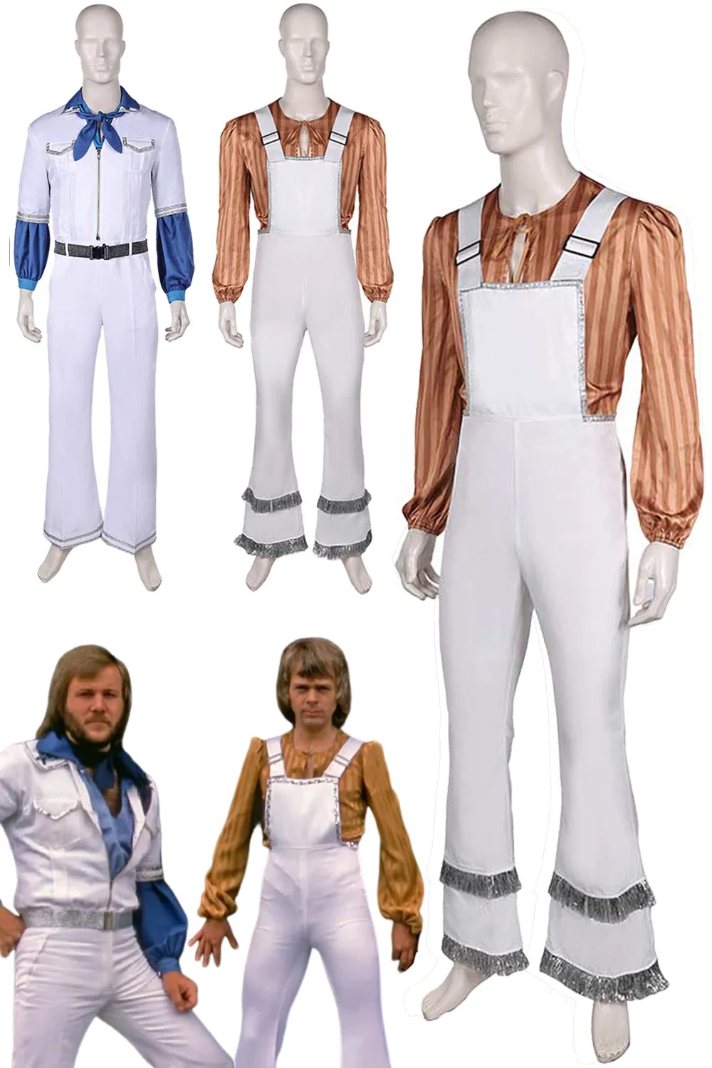 Fantasia Bjorn Cosplay Vintage Disco Clothing Retro 1970s Band Disfraz Costume Men Fantasy Halloween Carnival Party Cloth