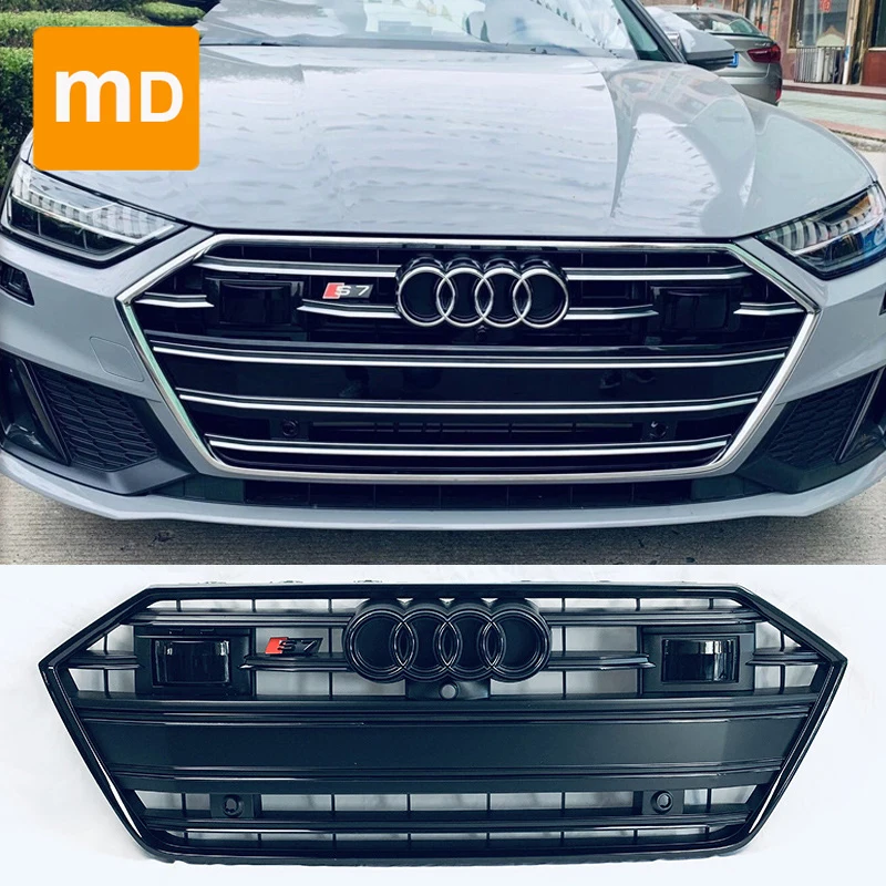 Glossy Black Radiator Grilles For 2019-2020 Audi A7 Modified S7 Bumpers Body Kit Guard Car Accessories Upgrade