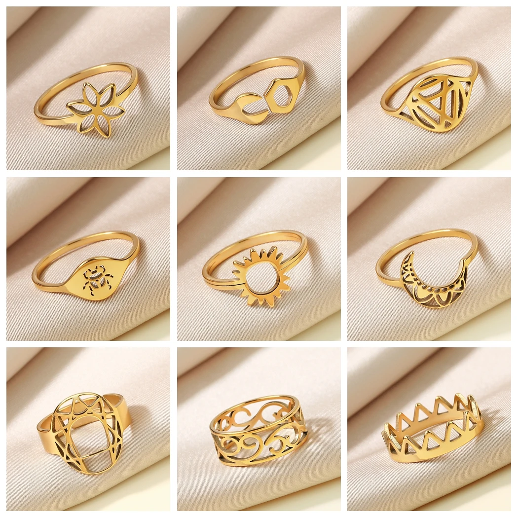 Initial Vintage Edelstahl Schraubens chl üssel ovale Blume Blume Midi Ring Frauen böhmischen Hochzeits feier Schmuck Geburtstag Mutter Geschenk