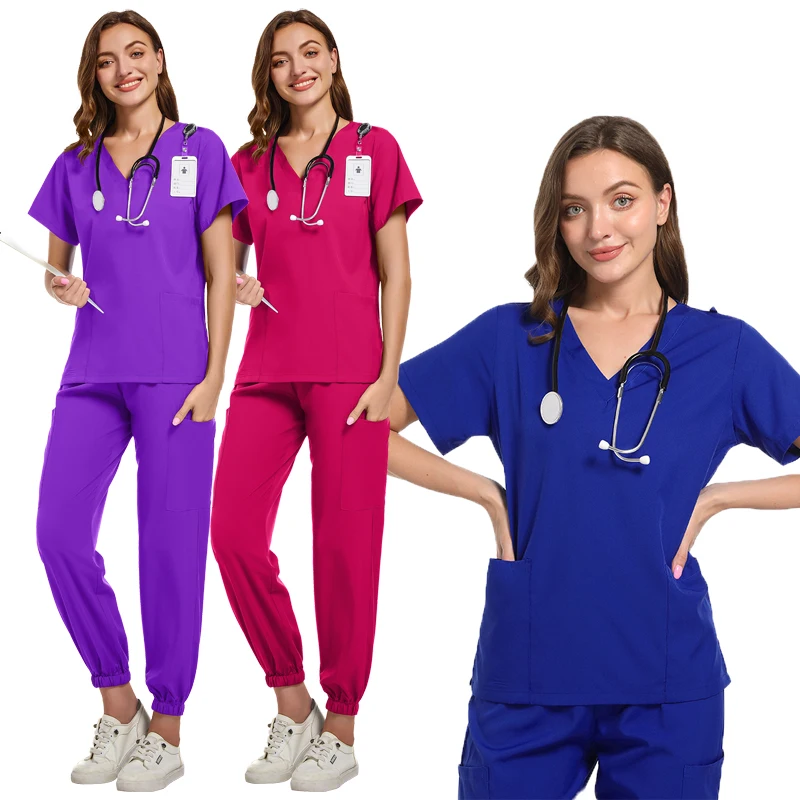 Uniformes médicos Unisex para hombres y mujeres, ropa de enfermería, disfraz de belleza, conjuntos de batas de enfermería, ropa de trabajo de dentista, Tops clínicos, pantalones