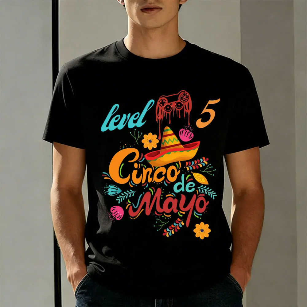 May 5th Mexico Cinco De Mayo Men T Shirt Cotton Summer Short Sleeve Casual Fashion Festive Mexican Holiday Celebration Gift Top