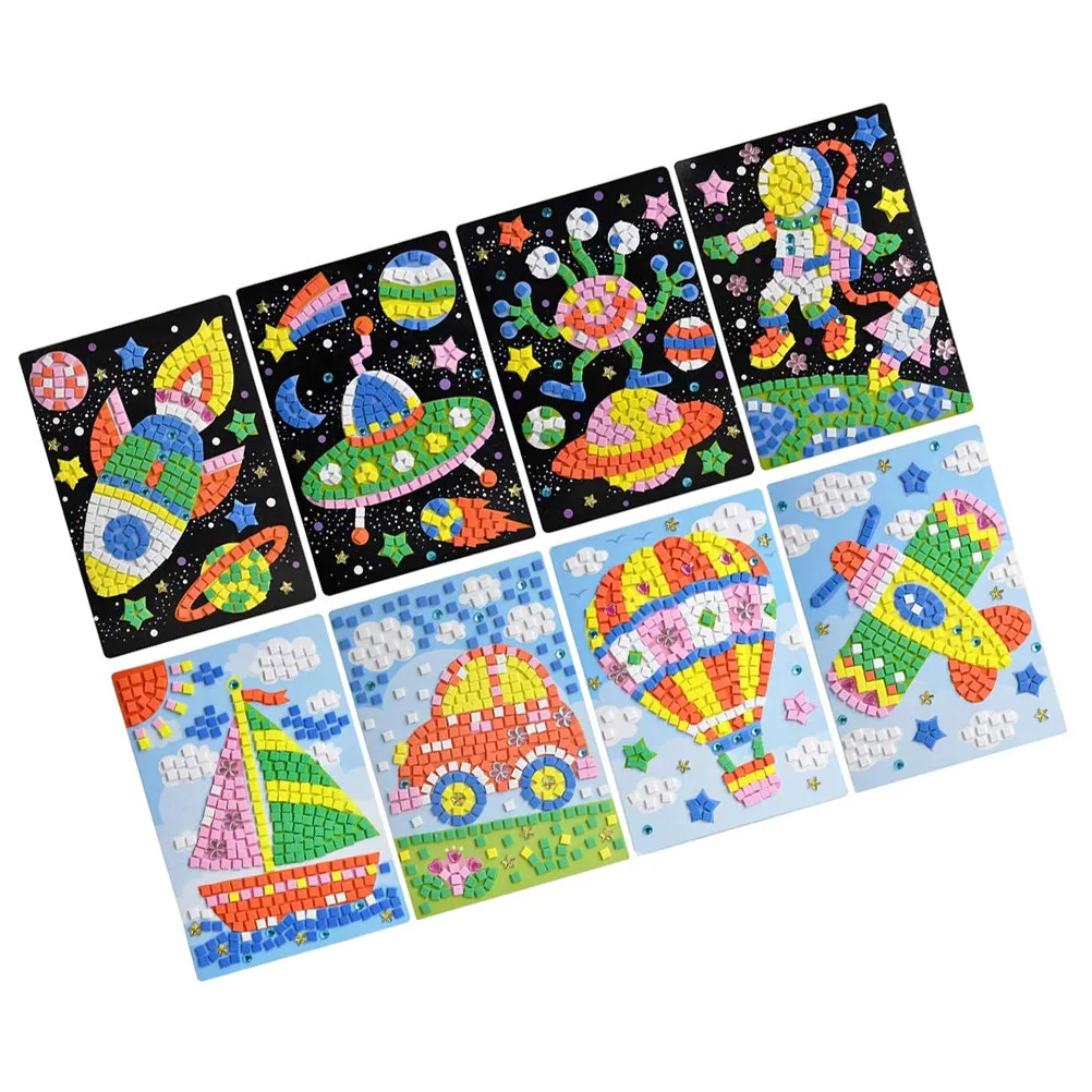8-pcs-mosaic-sticker-art-crafting-supplies-for-kids-car-stickers-diy-kit-picture