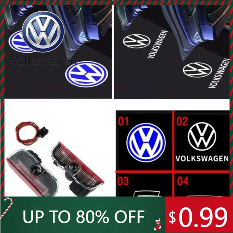 

2026 Горячие эмблемы, 2 шт., светодиодный синий светильник для проектора, дверной светильник, Стайлинг автомобиля для VW Golf 5 6 7 7N Touran CC Passat Magotan B6 B7